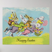 Happy Oaster Pastel Running Rabbits Poster (Vorne)