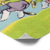 Happy Oaster Pastel Running Rabbits Poster (Ecke)