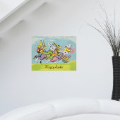 Happy Oaster Pastel Running Rabbits Poster