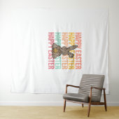 Happy Oaster Pastel Spring Leopard Bunny Rabbit Wo Wandteppich (Beispiel (Horizontal))