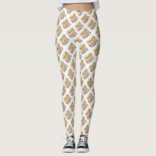 Happy Oaster Pattern Leggings (Vorderseite)