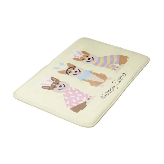 Happy Oaster Pembroke Welsh Corgi Dogs Badematte (Schrägansicht)