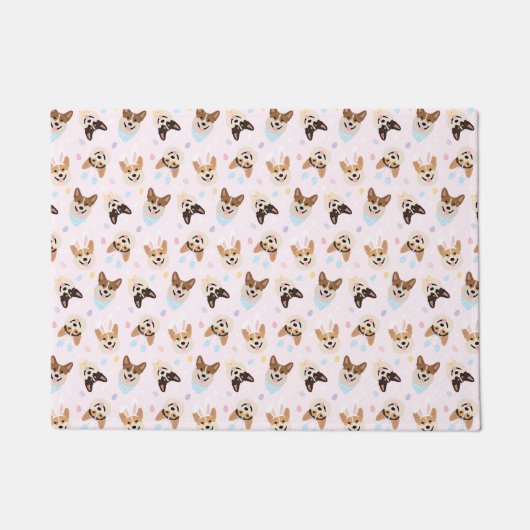 Happy Oaster Pembroke Welsh Corgi Dogs Fußmatte (Vorderseite)