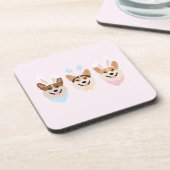 Happy Oaster Pembroke Welsh Corgi Dogs Getränkeuntersetzer (Linke Seite)