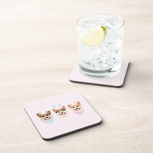 Happy Oaster Pembroke Welsh Corgi Dogs Getränkeuntersetzer (Rechte Seite)