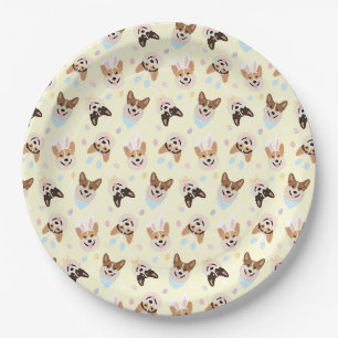 Happy Oaster Pembroke Welsh Corgi Dogs Pappteller