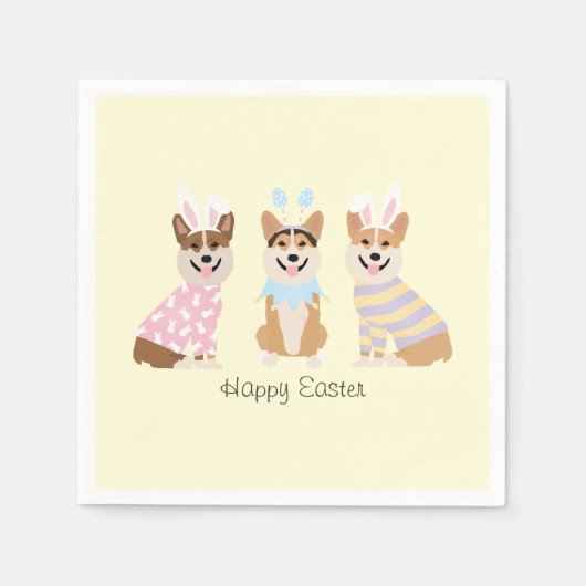 Happy Oaster Pembroke Welsh Corgi Dogs Serviette (Vorderseite)