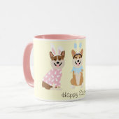 Happy Oaster Pembroke Welsh Corgi Dogs Tasse (Vorderseite Links)