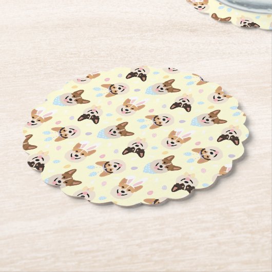 Happy Oaster Pembroke Welsh Corgi Dogs Untersetzer (angewinkelt)