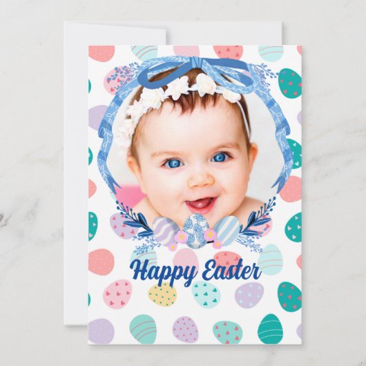 Happy Oaster Personalisiert Baby Foto Feiertagskarte (Vorderseite)