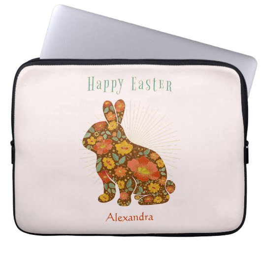 Happy Oaster Personalisiert Gold Pink Brown Laptopschutzhülle (Vorderseite)