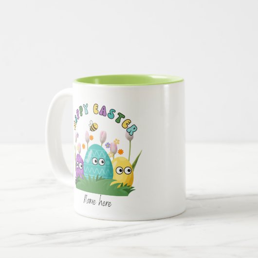 Happy Oaster Personalisiert Zweifarbige Tasse (Vorderseite Links)