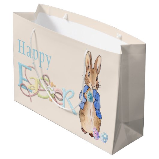 Happy Oaster Peter der Osterhase Große Geschenktüte (Rückseite Schrägansicht)