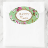 Happy Oaster Pink Blume Ovaler Aufkleber (Tasche)