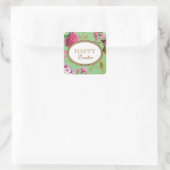 Happy Oaster Pink Blume Quadratischer Aufkleber (Tasche)