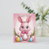 Happy Oaster Pink Bunny Feiertagspostkarte (Stehend Vorderseite)