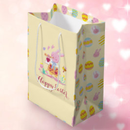 Happy Oaster Pink Bunny Garden Egg Jagen Gelb Mittlere Geschenktüte