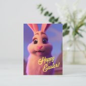 Happy Oaster Pink Bunny Postcard Feiertagspostkarte (Stehend Vorderseite)