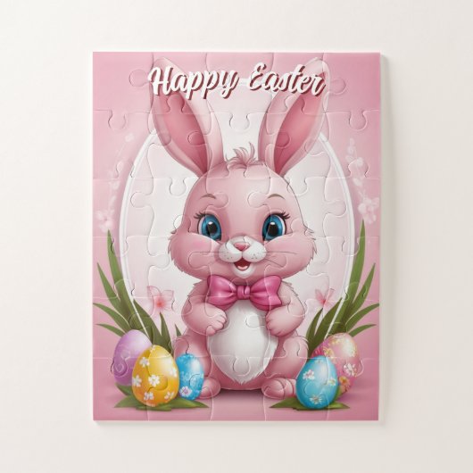 Happy Oaster Pink Bunny Puzzle (Vertikal)