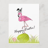 Happy Oaster Pink Flamingo Bunny Ears und Eier Postkarte (Vorderseite)