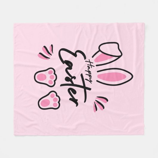Happy Oaster (pink) Fleecedecke (Vorderseite (Horizontal))