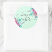Happy Oaster pink floral Aquarell Minze Skript Runder Aufkleber (Tasche)