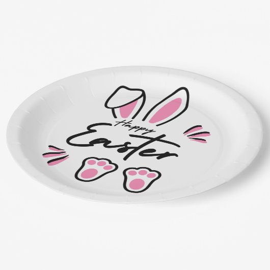 Happy Oaster (pink) Pappteller (Schrägansicht)