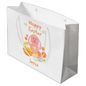 Happy Oaster Pink Rabbit und Blume Große Geschenktüte (Rückseite Schrägansicht)