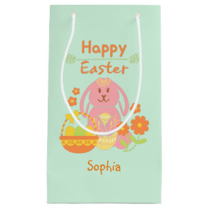 Happy Oaster Pink Rabbit und Blume Kleine Geschenktüte