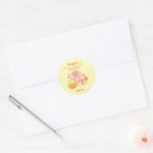 Happy Oaster Pink Rabbit und Blume Runder Aufkleber (Umschlag)