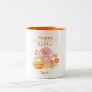Happy Oaster Pink Rabbit und Blume Zweifarbige Tasse