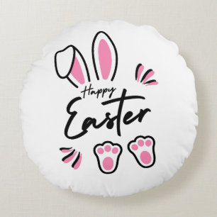 Happy Oaster (pink) Rundes Kissen