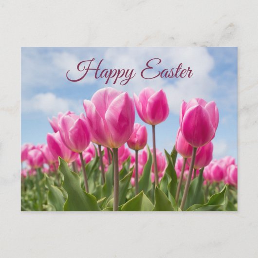 Happy Oaster Pink Tulip Blume Postkarte (Vorderseite)