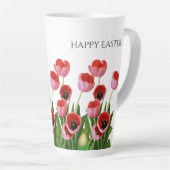 "Happy Oaster" Pink Tulips Blumenfotografie Milchtasse (Rechte Ecke)