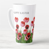 "Happy Oaster" Pink Tulips Blumenfotografie Milchtasse (Linke Ecke)