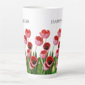 "Happy Oaster" Pink Tulips Blumenfotografie Milchtasse (Vorderseite)