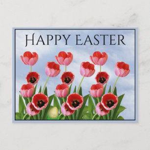 "Happy Oaster" Pink Tulips Blumenfotografie Postkarte