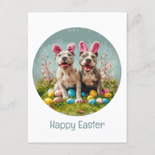 Happy Oaster Pit Bull Hunde Feiertagspostkarte
