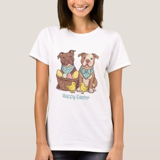 Happy Oaster Pit Bull Hunde T-Shirt (Vorderseite)