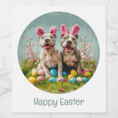 Happy Oaster Pit Bull Hunde Weinetikett (Einzelnes Label)