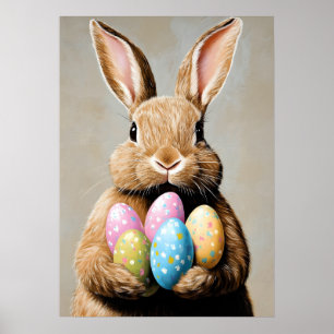 Happy Oaster Portrait Painting Egg Poster