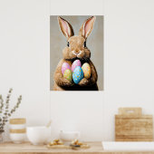 Happy Oaster Portrait Painting Egg Poster (Küche)