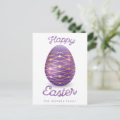 Happy Oaster Postkarten mit Lila Ostereier (Stehend Vorderseite)