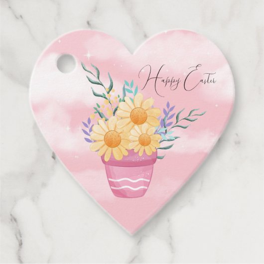 Happy Oaster Pot of Yellow Flowers Geschenkanhänger (Vorderseite)