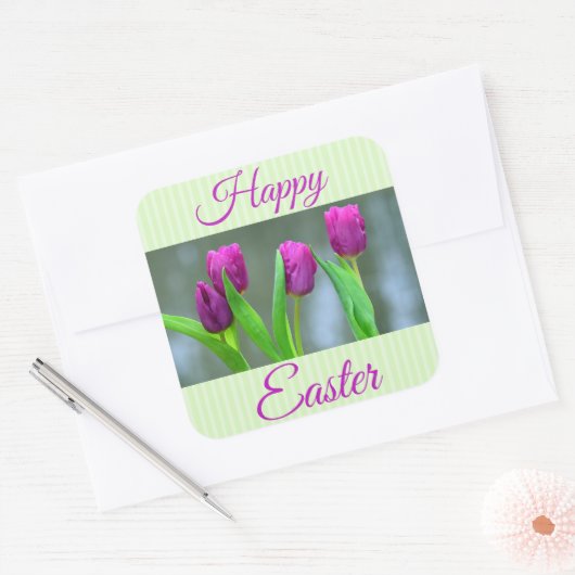 Happy Oaster Purple Tulips Stickers (Umschlag)