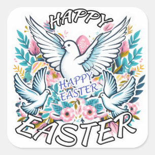 Happy Oaster Quadratischer Aufkleber