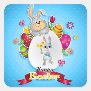 Happy Oaster Quadratischer Aufkleber