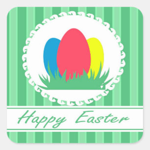 Happy Oaster Quadratischer Aufkleber