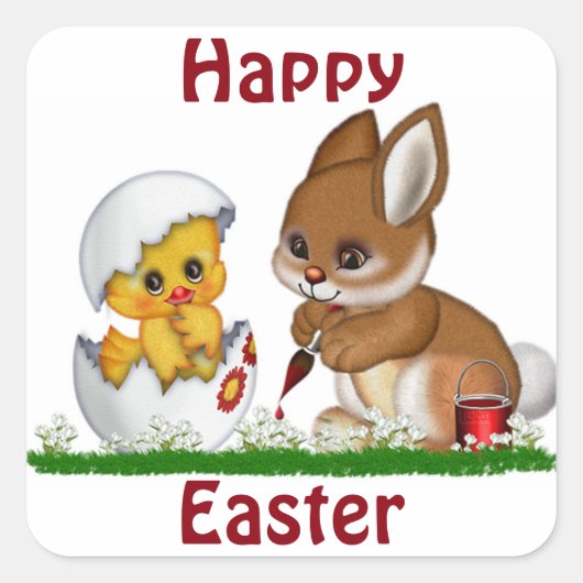 Happy Oaster Quadratischer Aufkleber (Vorderseite)
