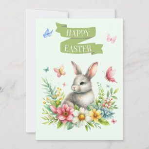 Happy Oaster Rabbit and Butterfly Card Feiertagskarte